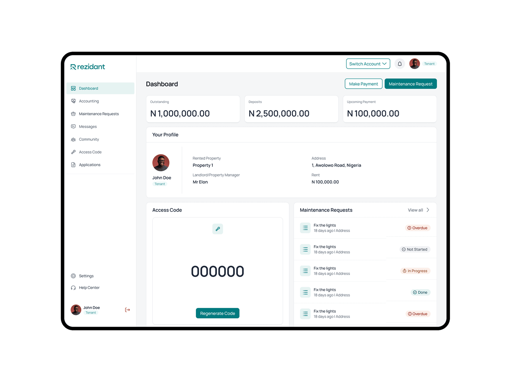 Tenants Dashboard