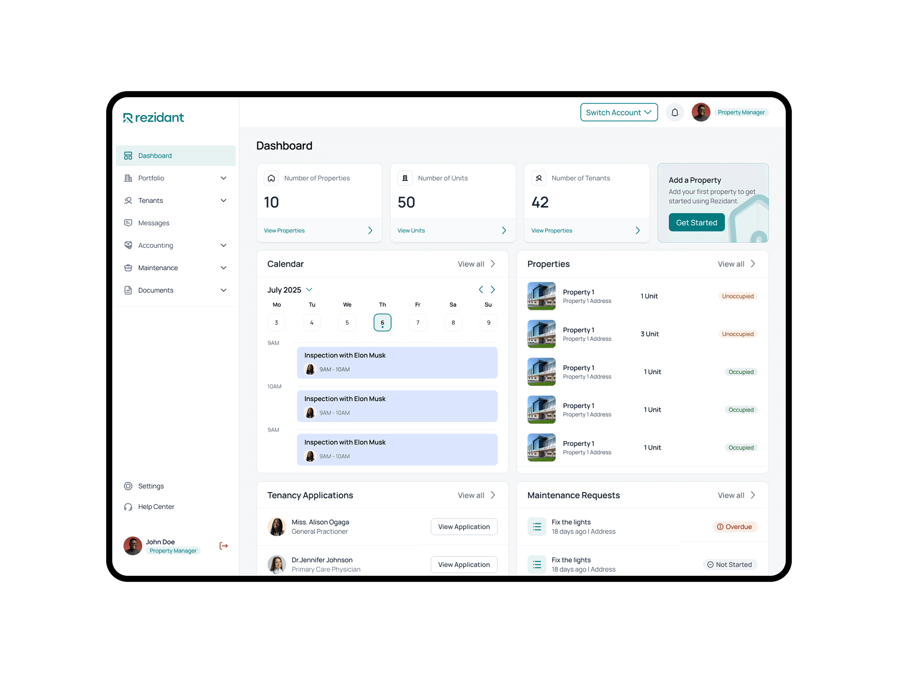 Property Managers Dashboard